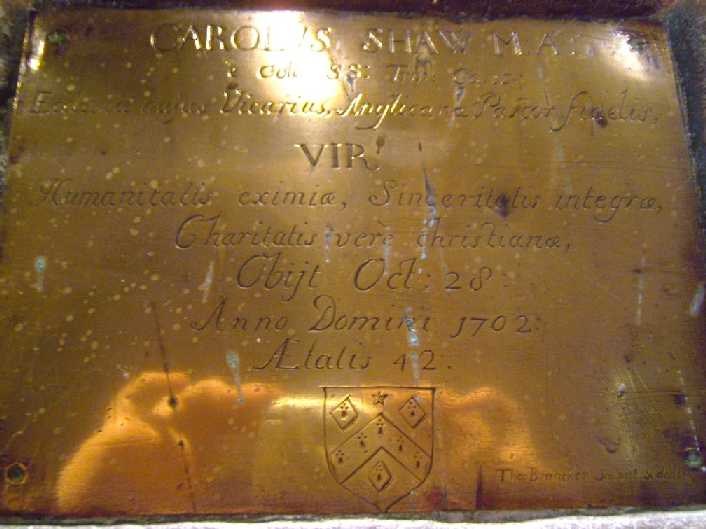 Shaw plaque, All Saints' Madeley - Photo � Andy Fear May 2006