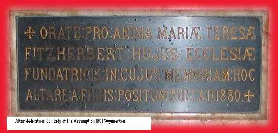 Altar dedication, Our Lady of the Assumption, Swynnerton - Photo � Anne Musgrave 2006